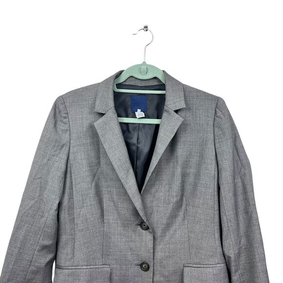 J. Crew Womens Super‎ 120's Blazer Wool Two Button Lined Flap Pockets Gray Sz 8 - Picture 2 of 7